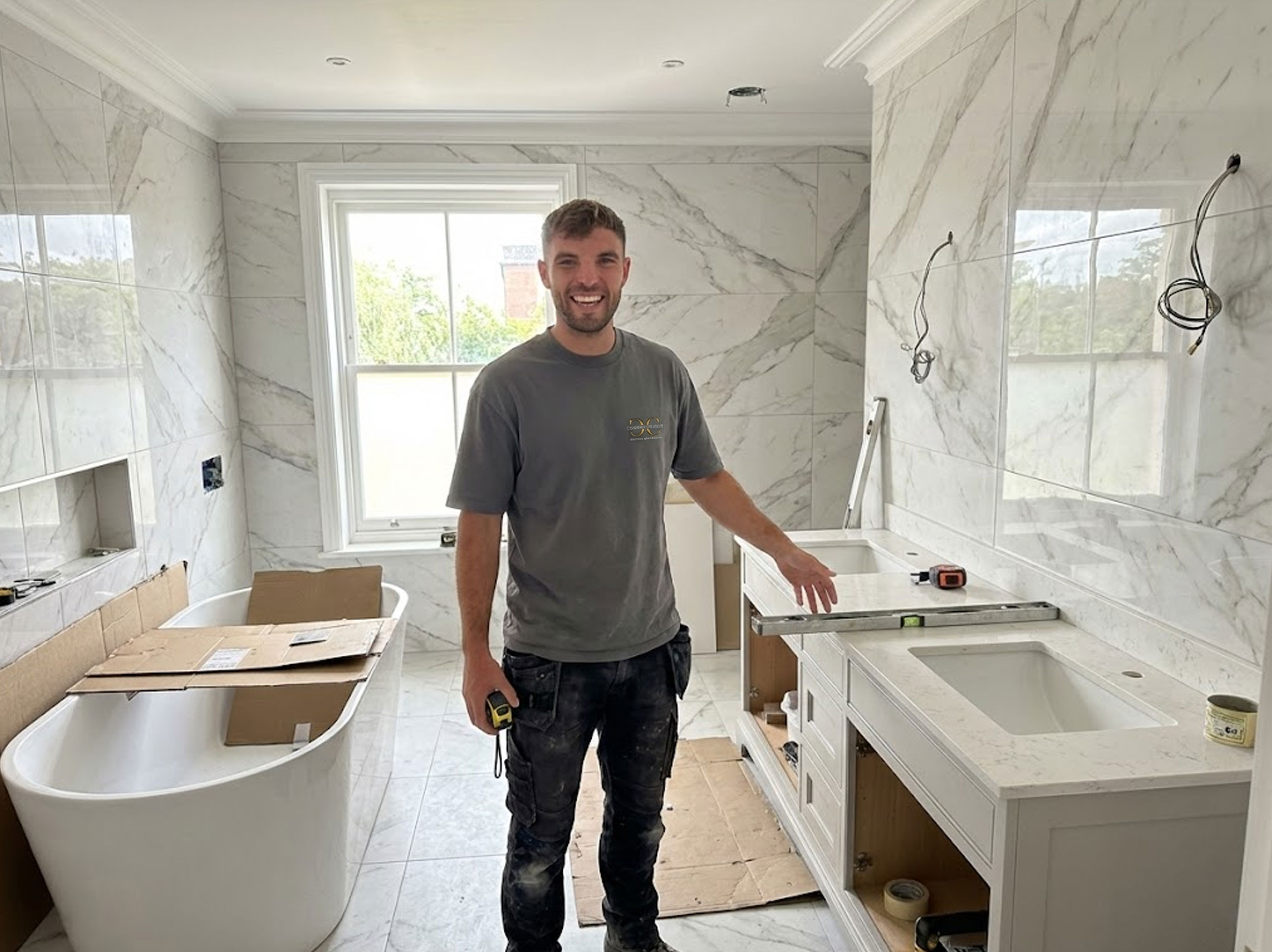 CPH installer standing inside a bathroom during an installation